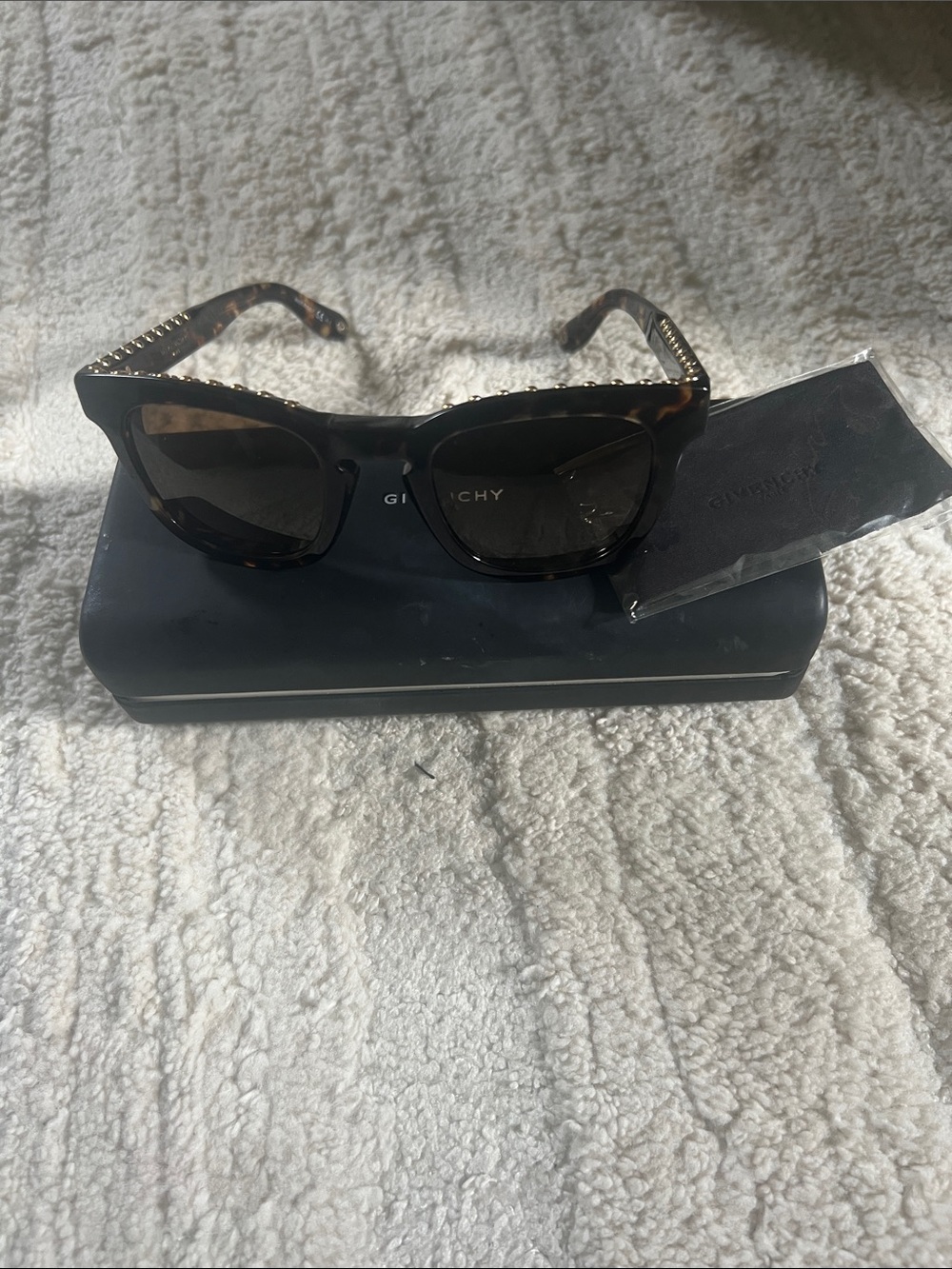 Givenchy Tortoiseshell and Black Sunglasses with Gold Studs